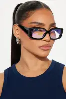 Square Frame Plastic Blue Light Lens Imported Glasses(Black,OS)