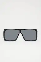 Black Shield Sunglasses with Plastic Frame(Black,OS)