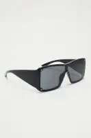 Black Shield Sunglasses with Plastic Frame(Black,OS)