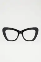 Black Cat Eye Plastic Sunglasses with Clear Lens(Black,OS)