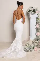 Elegant White Sequin Maxi Dress with Rhinestone Straps & Deep V-Neck – Backless X-Back Design(White,XS)