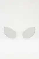 Shield Frame Mirror Lens Plastic Imported Sunglasses(White,OS)