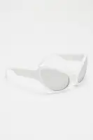 Shield Frame Mirror Lens Plastic Imported Sunglasses(White,OS)