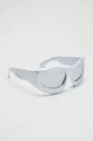 Silver Shield Frame Mirror Lens Plastic(Silver,OS)
