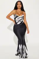Elegant Satin Maxi Dress with Adjustable Straps & X-Back Lace-Up Detail