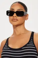Black Square Plastic Standard Fit Glasses(Black,OS)