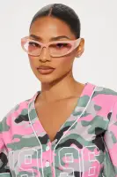 Pink Shield Frame Sunglasses(Pink,OS)