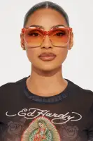 Orange Gradient Round Plastic Sunglasses