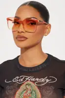 Orange Gradient Round Plastic Sunglasses(Orange/combo,OS)