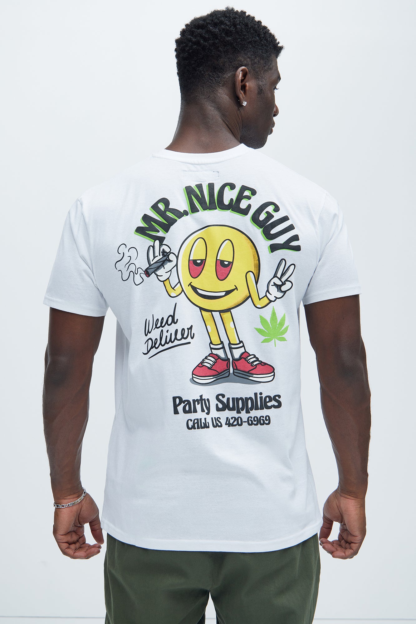 Crew Neck Short Sleeve Screen-Printed Recycled Cotton Polyester T-Shirt