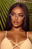 Clear Rimless Frames with Gold Trim Detail Metal