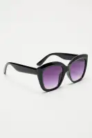 Black Cat Eye Plastic Frame Sunglasses with Standard Lens(Black,OS)