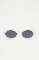 Round Plastic Eyewear with Black and White Options and Standard Lenses(White,OS)