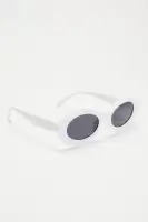 Round Plastic Eyewear with Black and White Options and Standard Lenses(White,OS)