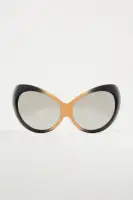 Shield Frame Mirror Lens Plastic (Black/Gold)(Black/Gold,OS)