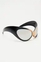 Shield Frame Mirror Lens Plastic (Black/Gold)(Black/Gold,OS)