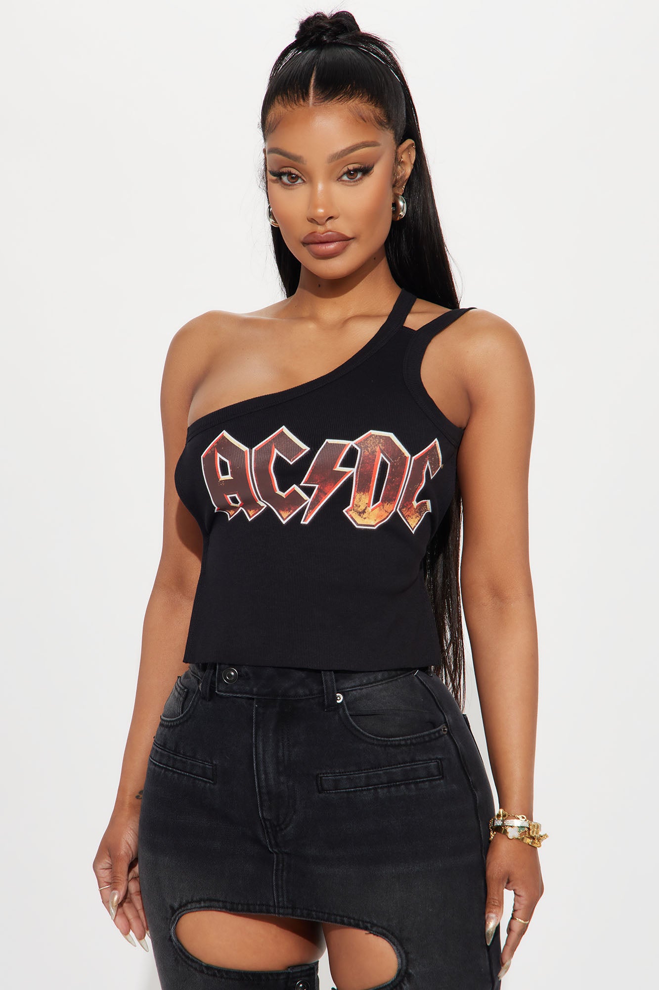Sexy One Shoulder Sleeveless Top - Black Stretch Backless Design | 58% Cotton, 39% Polyester, 3% Spandex
