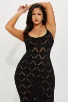 Elegant Knit Maxi Dress with Adjustable Straps & Cut-Out Design – Orange & Black(Black,XS)