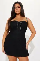 Sexy Black & Yellow Lace Micro Mini Dress with Sweetheart Neckline & Adjustable Straps(Black,XS)
