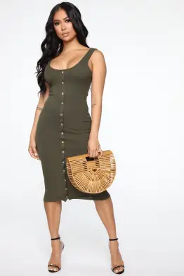 Stylish Sleeveless Midi Dress - Stretchy Rayon Blend in 6 Colors (Black, Red, White & More)