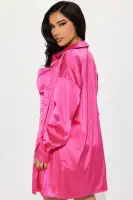 Stylish Satin Mini Dress with Adjustable Straps & Cowl Neck - Neon Yellow, Blue, White, Hot Pink(Hot Pink,XS)