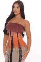 Tie Dye Maxi Dress with Side Slit - Stretchy & Unique in Black/Combo & Pink/Combo(Black/combo,S)