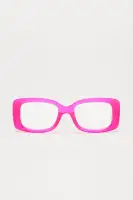 Pink Square Frame Blue Light Blocking Plastic Sunglasses(Pink,OS)