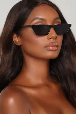Cat Eye Rectangle Frame Sunglasses - Black, Yellow, Purple Plastic