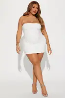 Strapless Textured Micro Mini Dress - Yellow & Ivory, 95% Polyester 5% Spandex, 30 Length(Ivory,XS)