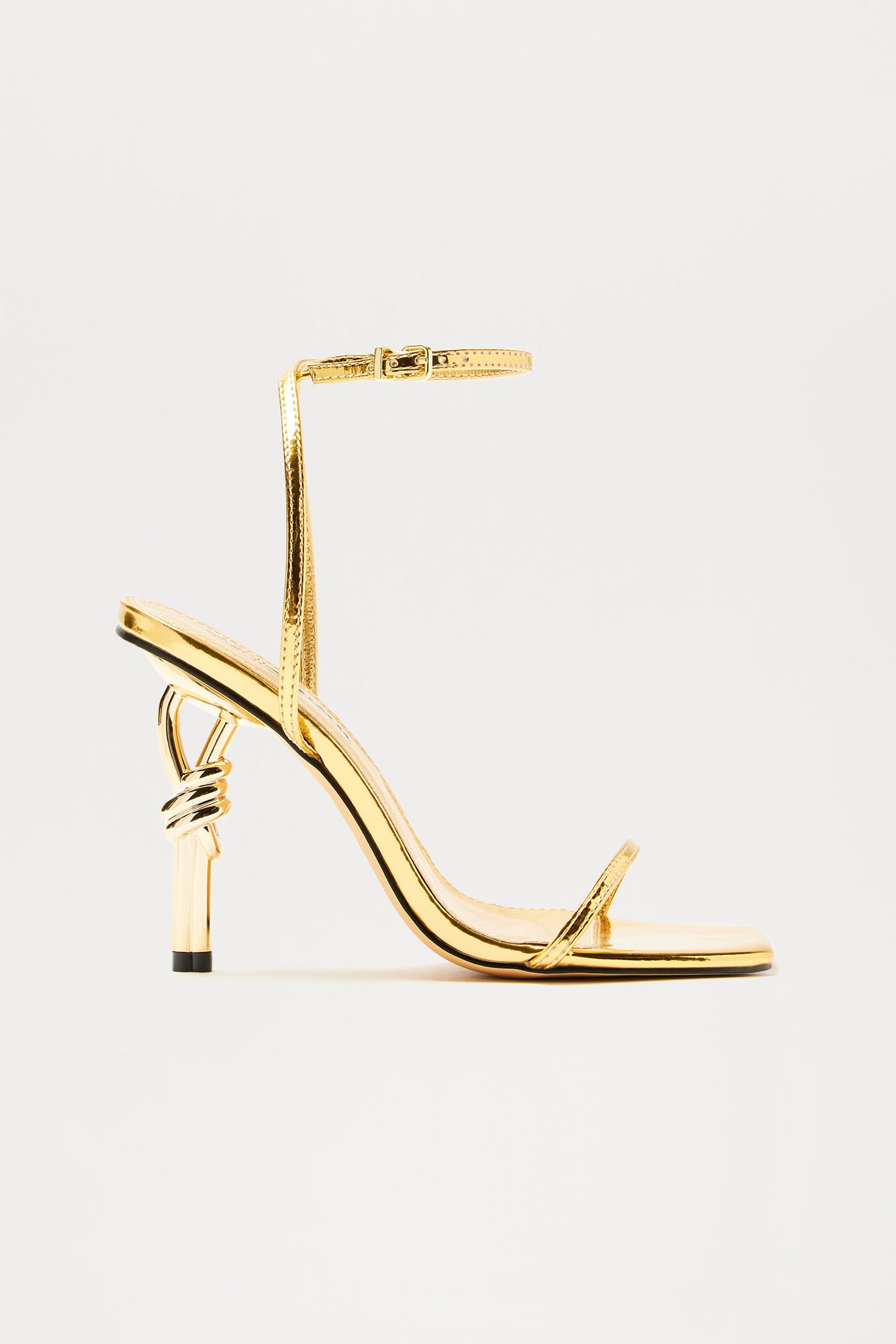 Elegant Gold Heeled Sandals – 3.8 Square Toe High Heel – Stylish & Imported