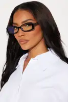 Square Frame Plastic Blue Light Lens Imported Eyeglasses(Black,OS)