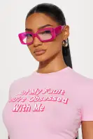 Pink Square Frame Blue Light Blocking Plastic Sunglasses(Pink,OS)