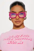Pink Square Frame Blue Light Blocking Plastic Sunglasses