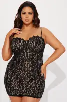 Elegant Lace Mini Dress with Adjustable Straps - Black & Lavender Options(Black,XS)
