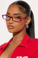 Square Frame Plastic Frame Blue Light Lens Imported Eyewear(Red,OS)