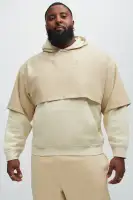 Off-White Long Sleeve Drawstring Cotton Hoodie(Off White,S)