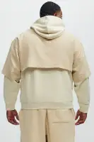 Off-White Long Sleeve Drawstring Cotton Hoodie(Off White,S)
