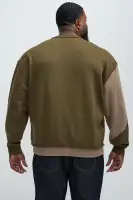 Crew Neck Long Sleeve Embossed Cotton Top(Tan,S)