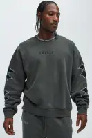 Unlucky Knit Crewneck Sweater(Black,M)