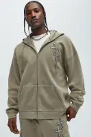 Drawstring Long Sleeve Front Zip Hoodie 60% Cotton 40% Polyester Imported