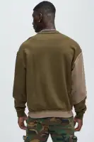 Crew Neck Long Sleeve Embossed Cotton Top(Tan,S)