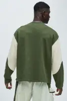 Crew Neck Long Sleeve 100% Cotton Import-Style Comfortable T-Shirt(Olive,S)