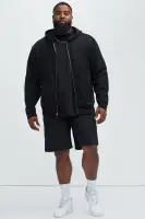Model Height: 6'2 - Wearing Large Big & Tall: Height 6'3- Wearing XXXL Available In Black... Hood With Drawstring Full Zip Fastening Side Pockets Ribbed Trims 60% Cotton 40% Polyester Imported(Black,S)