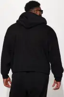Short Sleeve Patch Detail Cotton Polyester Blend Hoodie(Black,XS)