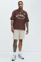 Brown Henley Short Sleeve Screen Print Dress 100% Multi-Spandex进口材质，Distinctive印花装饰，one-of-a-kind设计，舒适百搭(Brown,S)