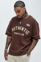 Brown Henley Short Sleeve Screen Print Dress 100% Multi-Spandex进口材质，Distinctive印花装饰，one-of-a-kind设计，舒适百搭