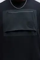 Crew Neck Long Sleeve Cotton Imported Black Top(Black,S)