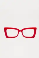Red Blue Light Blocking Cat Eye Glasses(Red,OS)