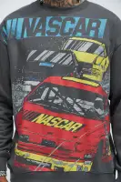Crew Neck Long Sleeve Screen Printed Cotton-Polyester Top(Charcoal,S)