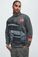Crew Neck Long Sleeve Screen Printed Cotton-Polyester Top